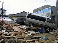 東日本大震災：石巻市渡波町の様子