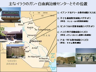 イラク:主なイラクのガン・白血病治療センターとその位置