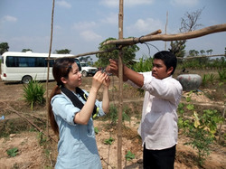 支柱を固定するための紐の結びに挑戦