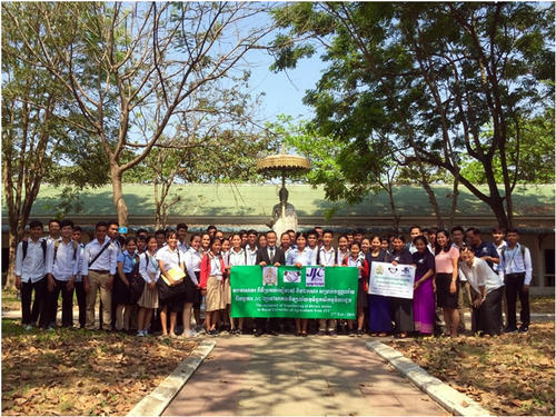 2019年2月27日、移管式典の様子。カンボジア王立農業大学中庭にて