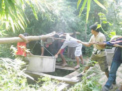 力を合わせてのセメントリング投入