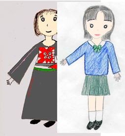 子どもたちの絵　メルナさんの絵と中山彩さん