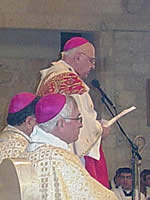 エルサレム大司教はミサの説教で、壁はパレスチナ人を刑務所に押し込んでいるということと共に暴力の連鎖を断ち切ることを訴えました。