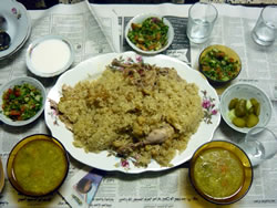 今日のメニュー：マクルーベとスープとサラダ