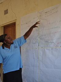 今日のレッスンのまとめをする、リジーさん