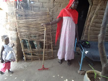 木の枝の柄を取り付けたケレン