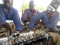 すでに研修生が作業の中心に