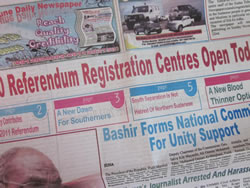 有権者登録開始はもちろん新聞の1面トップ（Sudan Tribune紙）