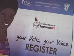 有権者登録を呼びかける新聞広告。南部での登録者数は12月6日までで250万人に達した