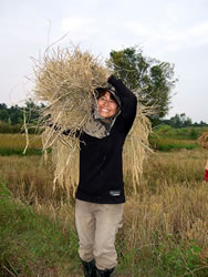  ■11月稲刈りの時期の宮田さん。いよいよインターンを終えます。