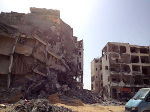 2014年7月イスラエルの空爆により破壊された建物（ガザ地区）